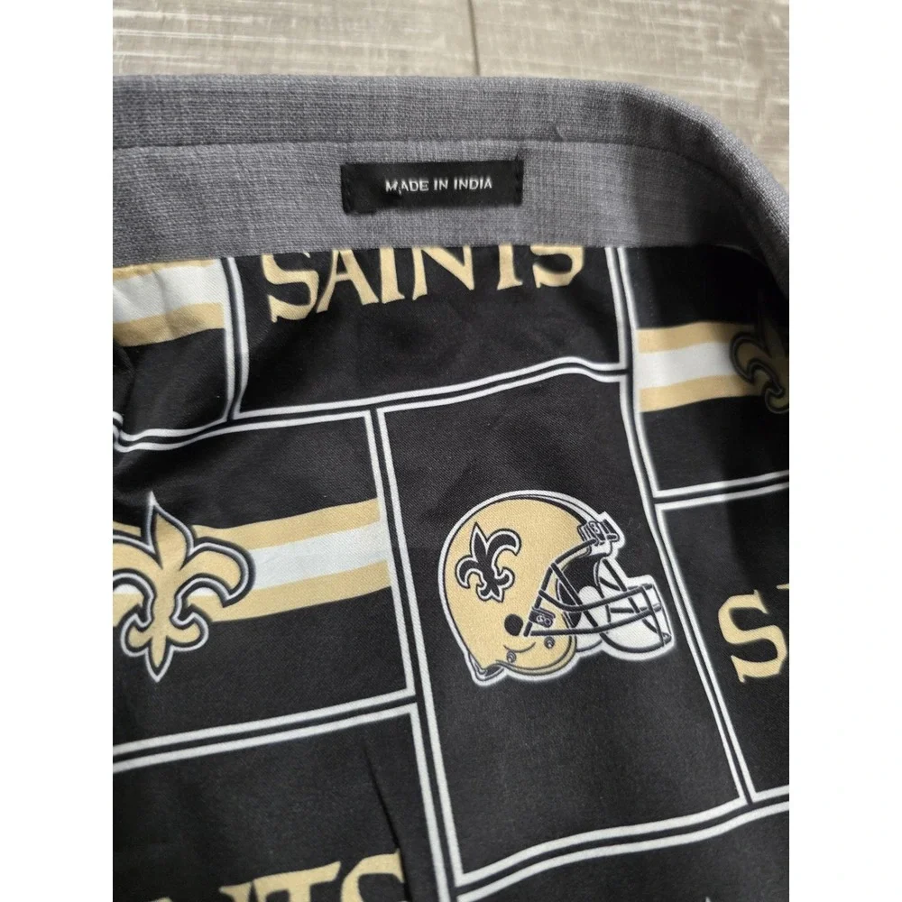 New Orleans Saints Blazer Mens Gray NFL Football Logo Lining‎ Two Button Vented